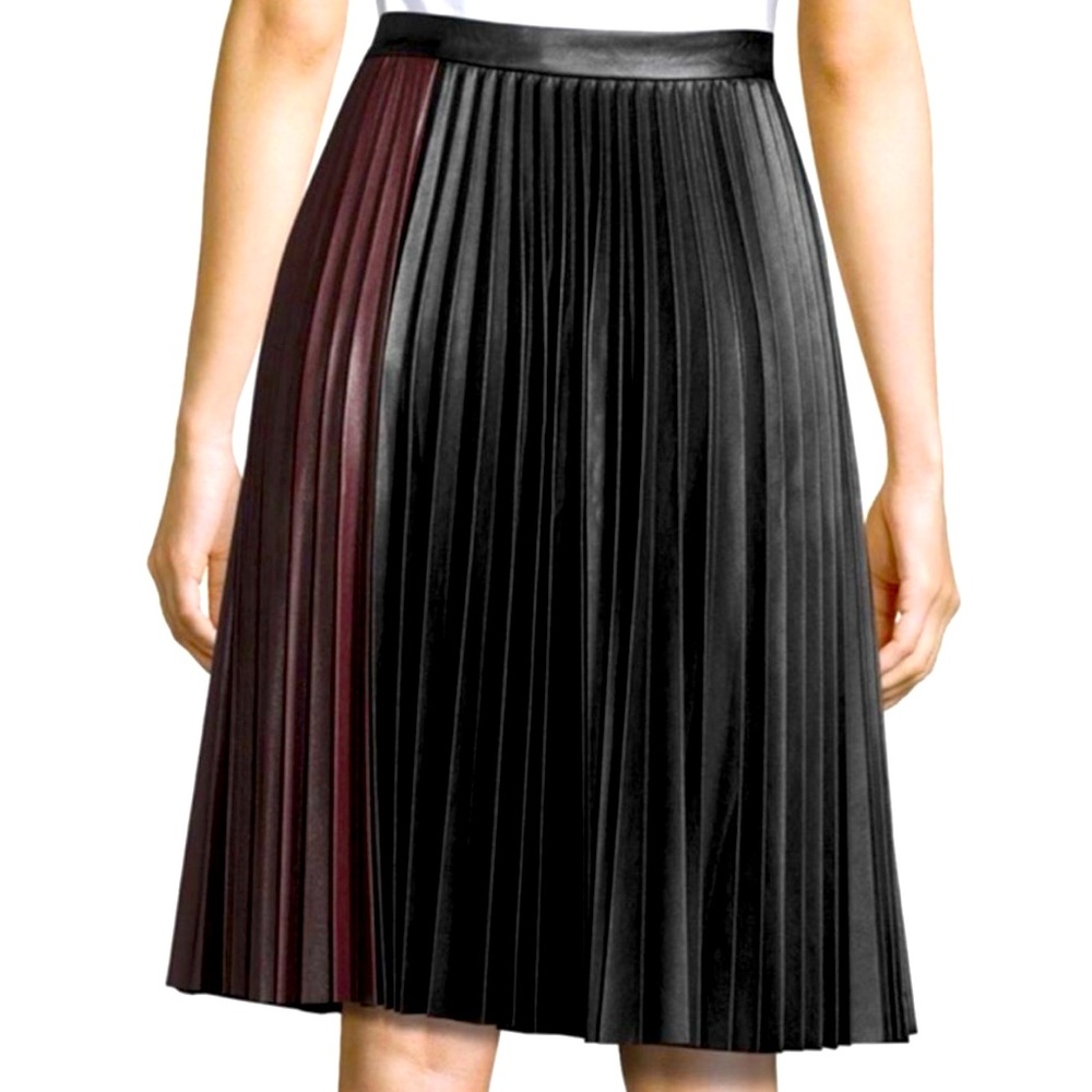 1. State Pleated Burgundy and Black Skirt. Size XS